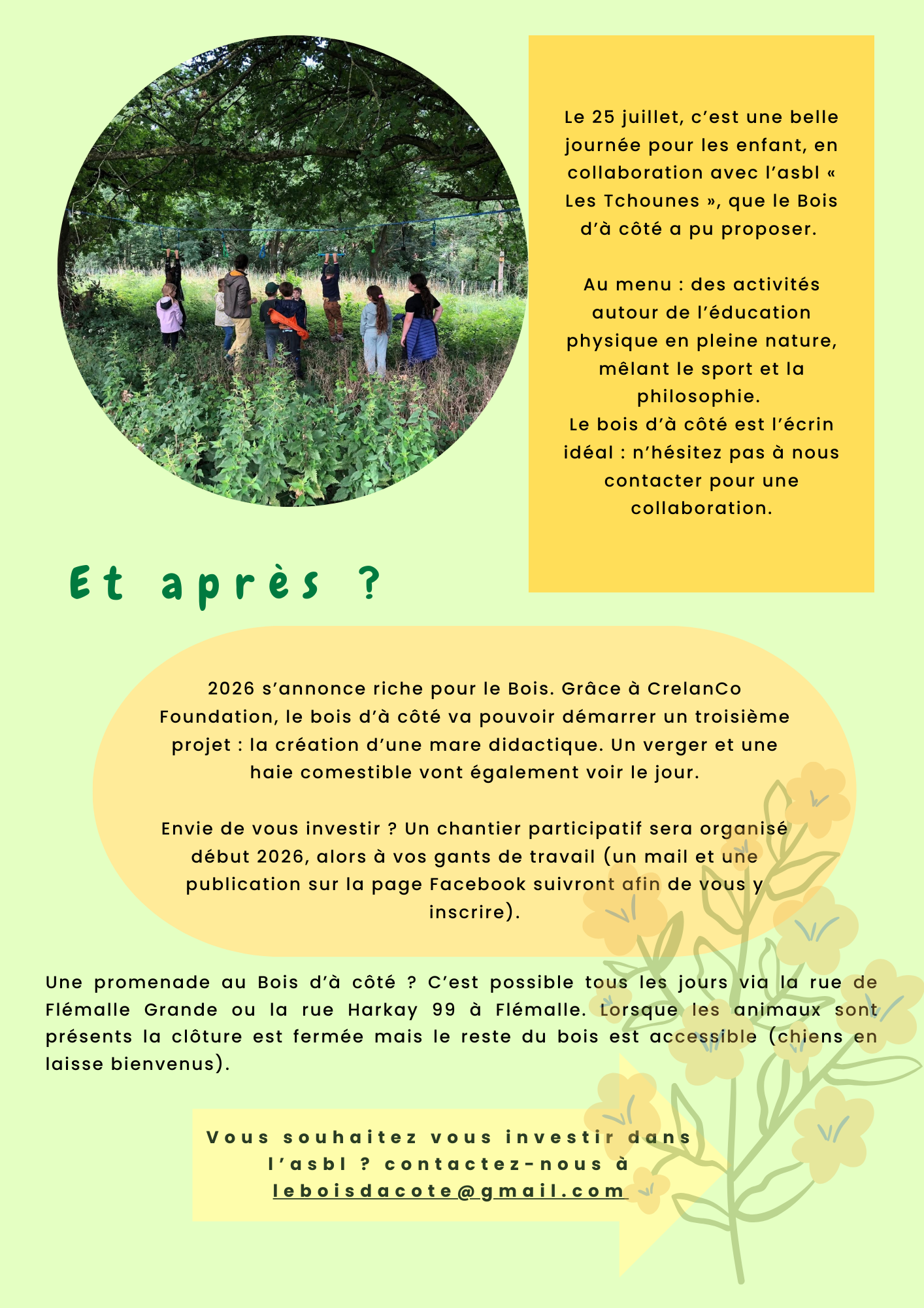 Quoi de neuf au Bois d'à Côté 2